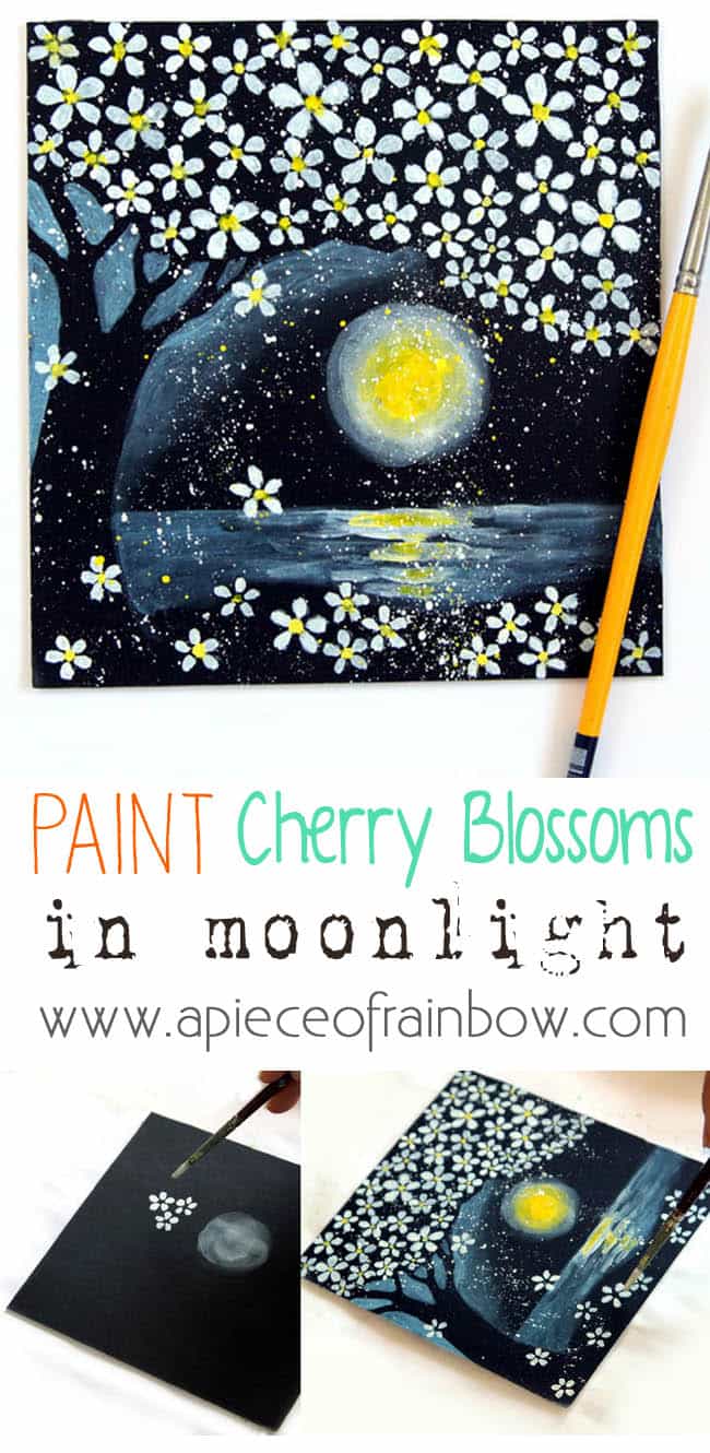 How to Paint Cherry Blossoms on Black Paper - A Piece Of Rainbow